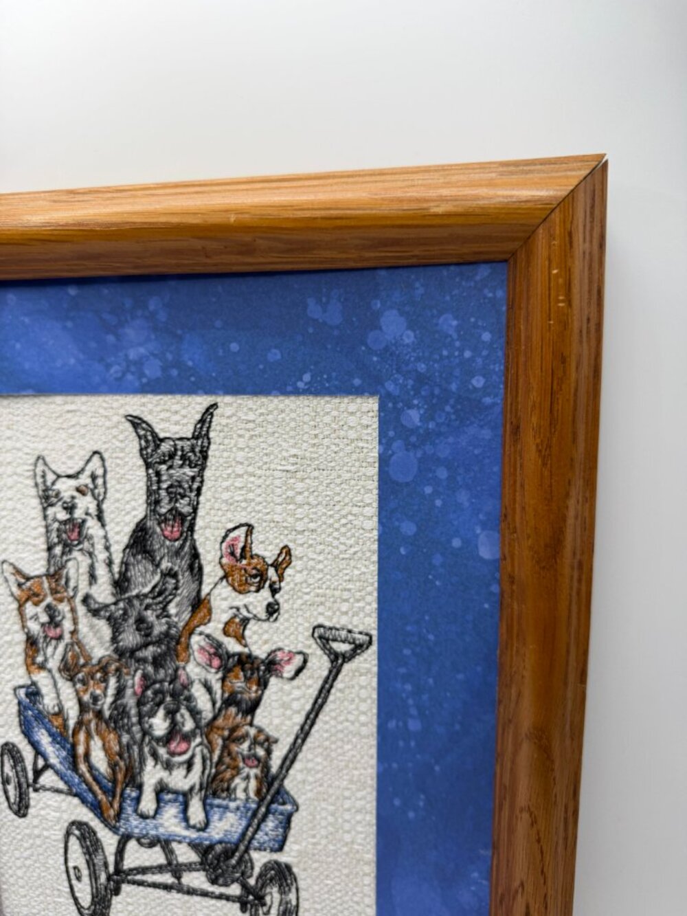 Homemade Dog Wagon Framed 8X10 Embroidery Art - Picture 4 of 6